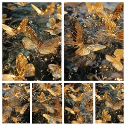 2024 5D Diamond Paining Golden Water Butterfly Series Diamond Mosaic Animal Diy Embroidery Set Handicraft Home Decoration X1469