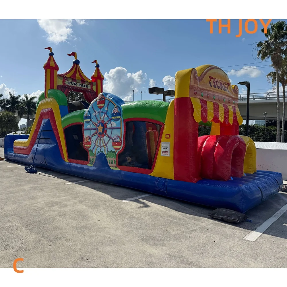 Cours d'obstacles gonflable drôle de cirque pour les enfants amusant parcours d'obstacles juste château gonflable avec aire de jeux coulissante