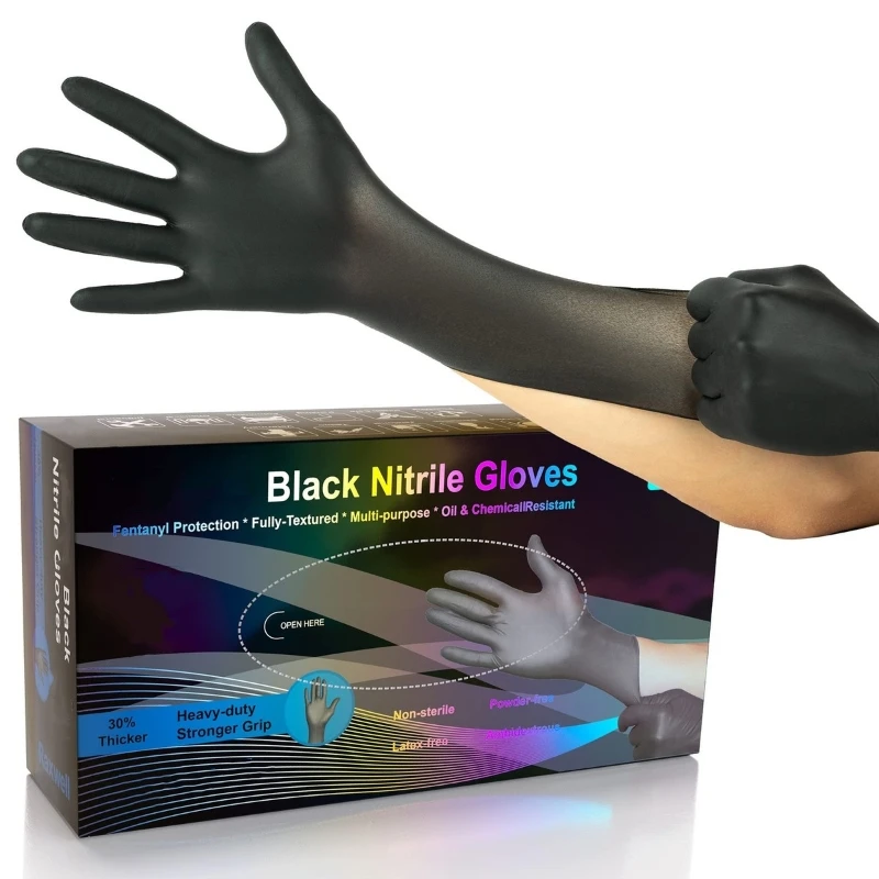 

4Mil Black Nitrile Disposable Gloves Non-Sterile Disposable Safety Gloves for Tattoo Beauty Hair Salon Esthetician Makeup Gloves