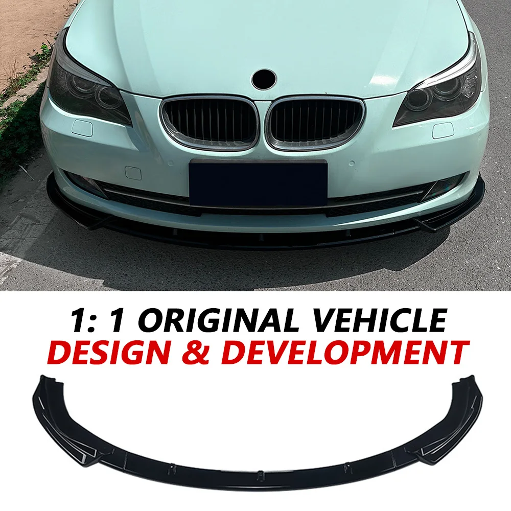 شفة ممتصة للصدمات الأمامية لسيارات BMW 5 Series E60 E61 LCI 2008-2010 لامعة سوداء رياضية شفة ممتصة للصدمات سبويلر ملحقات الشفة الأمامية تحديث السيارة #3