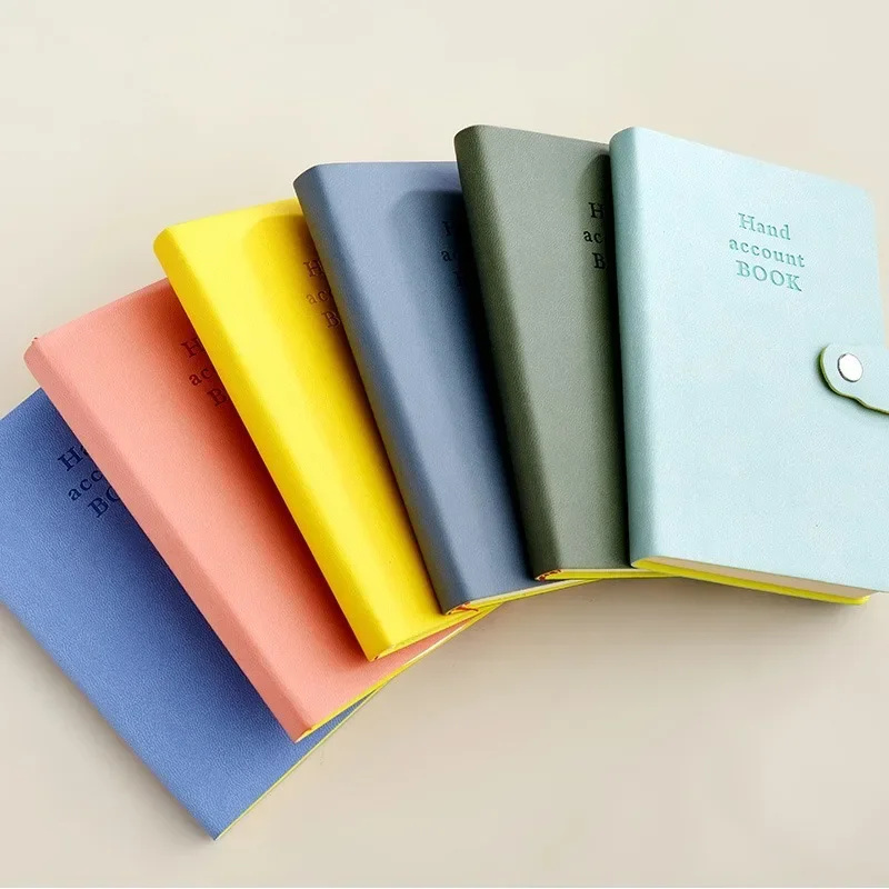 A6/A7 Notebook Thickened Diary Button Design Small Portable Memorandum 100 Pages Office Learning Stationery Free 1pcs Gel Pen