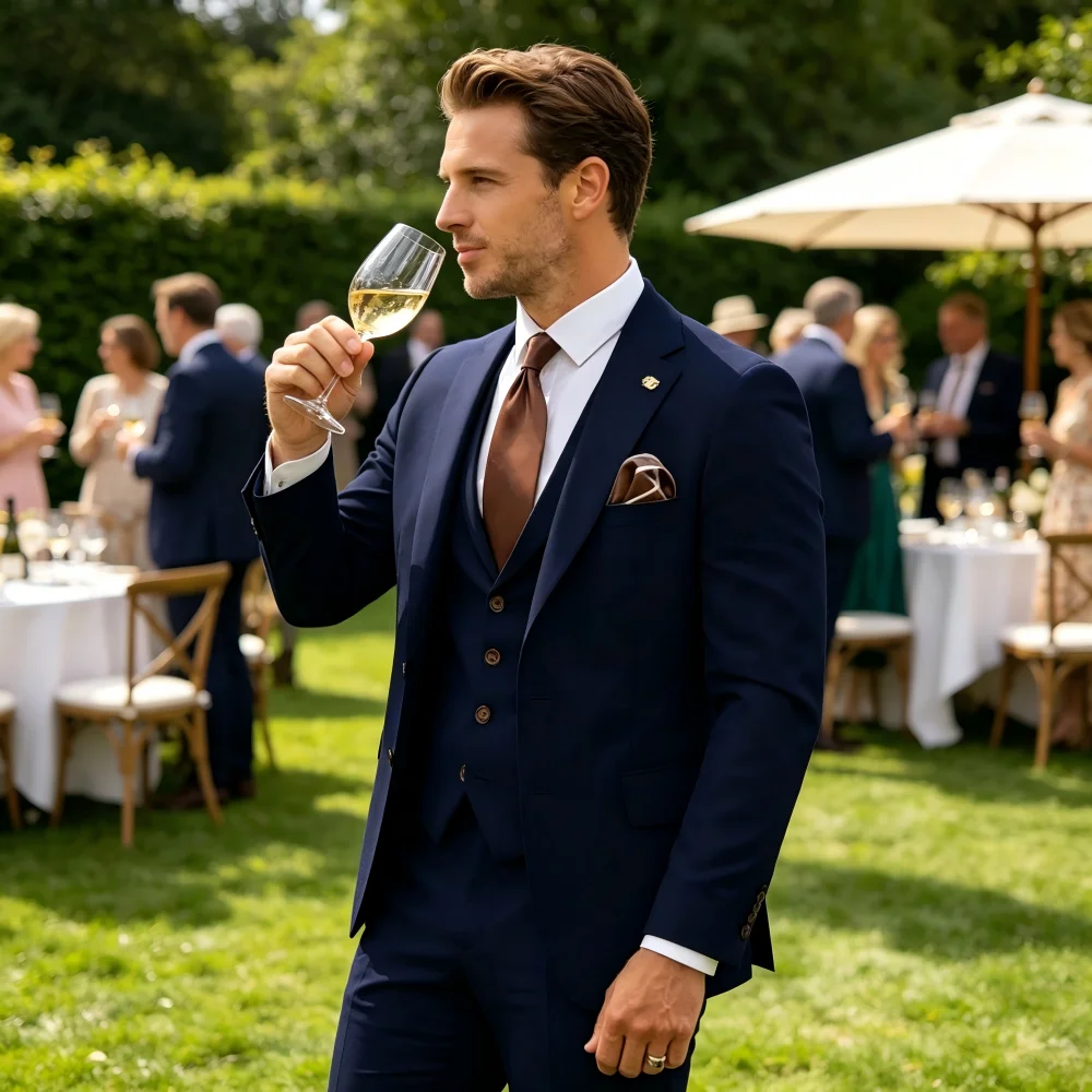 

Мужской костюм-тройка Slim Fit: пиджак с лацканами, брюки и жилет – для свадьбы, деловых встреч и повседневного стиля