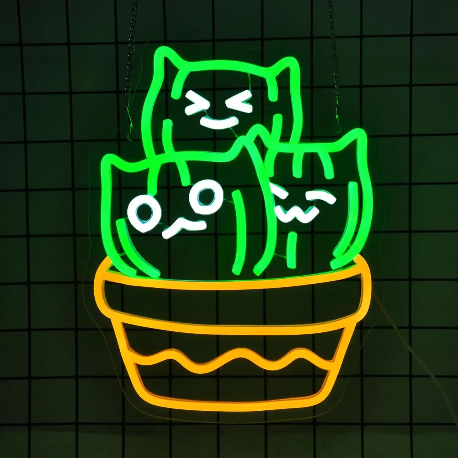Luz de neón LED de gato Cactus, letrero de neón de gato en maceta, alimentación USB, iluminación ajustable, sala de juegos, hombre, cueva, Bar, fiesta, decoración de cumpleaños