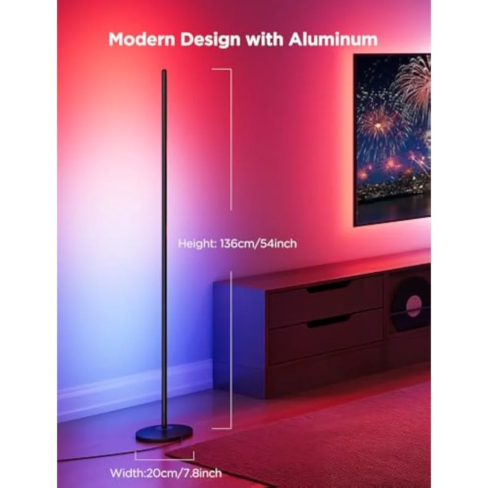RGBIC Floor Lamp 2-Pack, LED Lamp Compatible with Alexa, Smart Standing Lamp with Voice Control