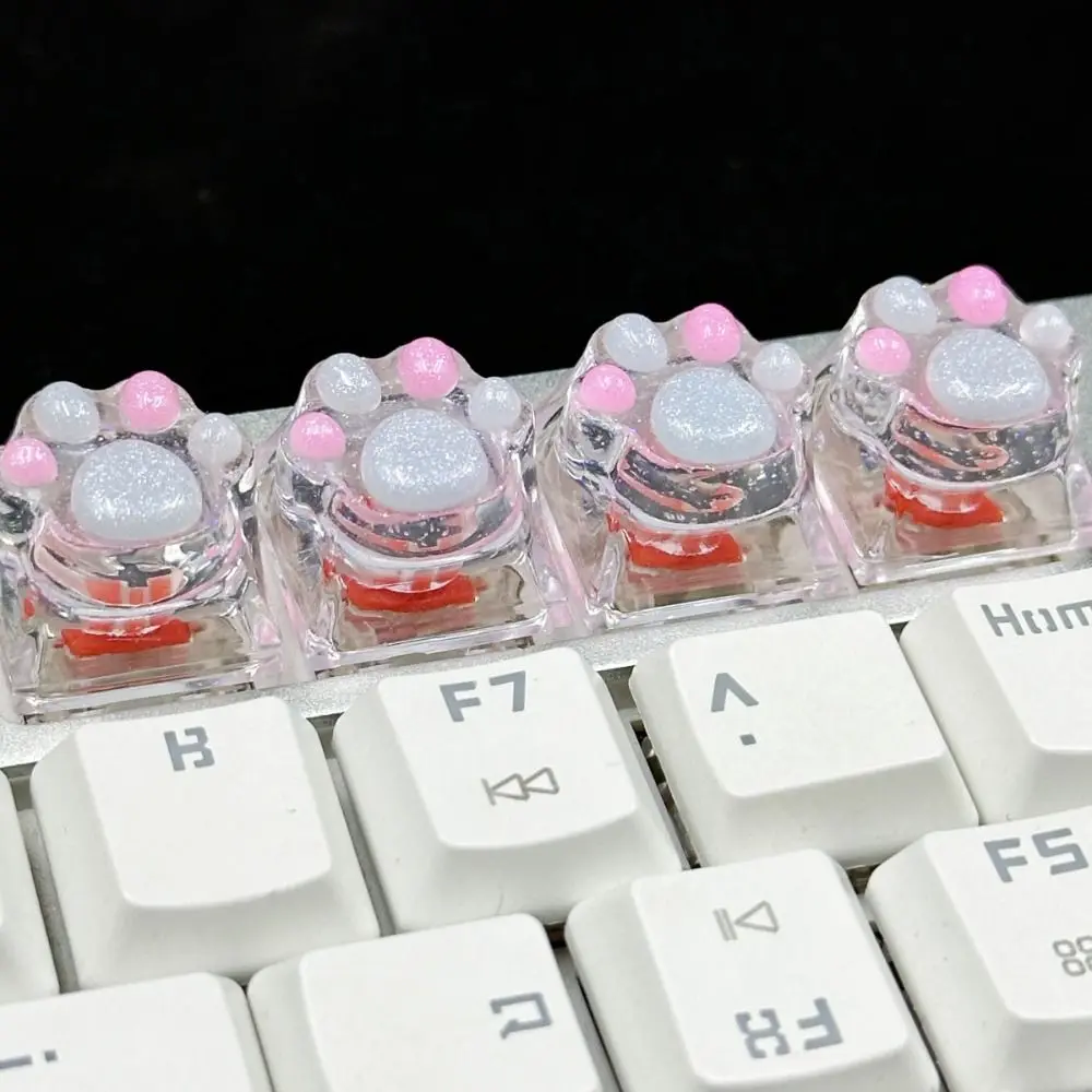 Transparent Cat's Paw Shaped Keycaps OEM R4 Height Cross Axis Cat's Paw Keyboard Cap DIY Little Key Mechanical Keyboard Keycap