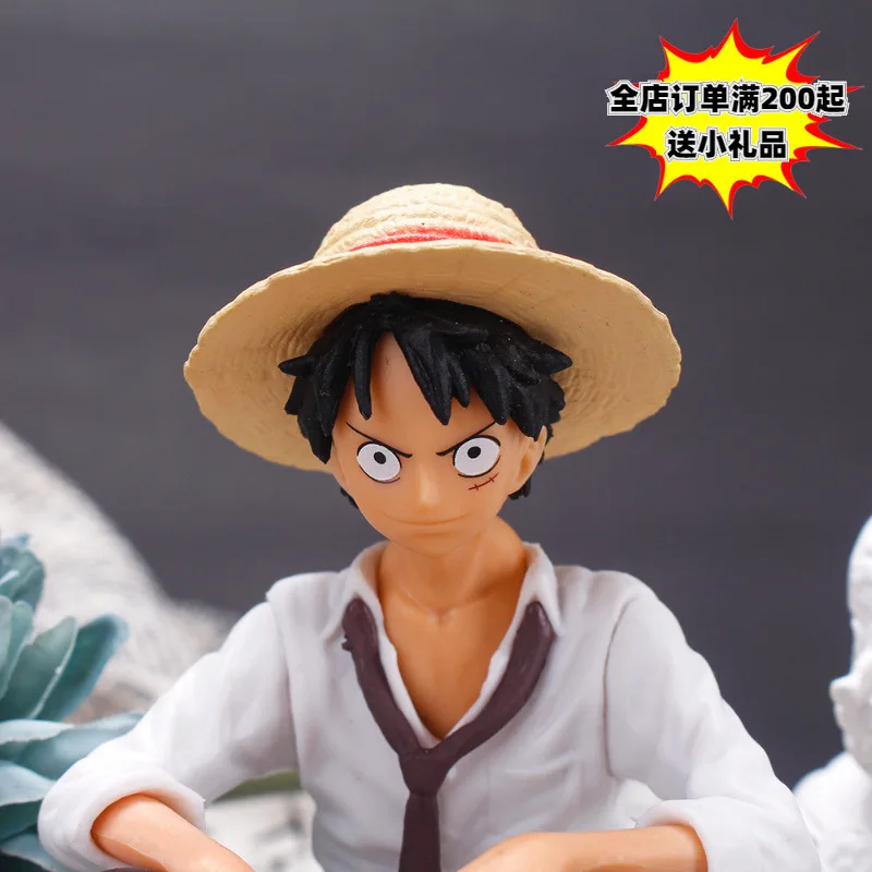 

12cm One Piece Solid PVC Luffy Figure Single Model Car Ornament Home Desktop Decoration Doll In Stock