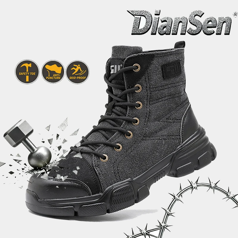 

Мужские рабочие ботинки со стальным носком, нескользящая, противоударная защитная обувь — легкие износостойкие кроссовки для склада и логистики