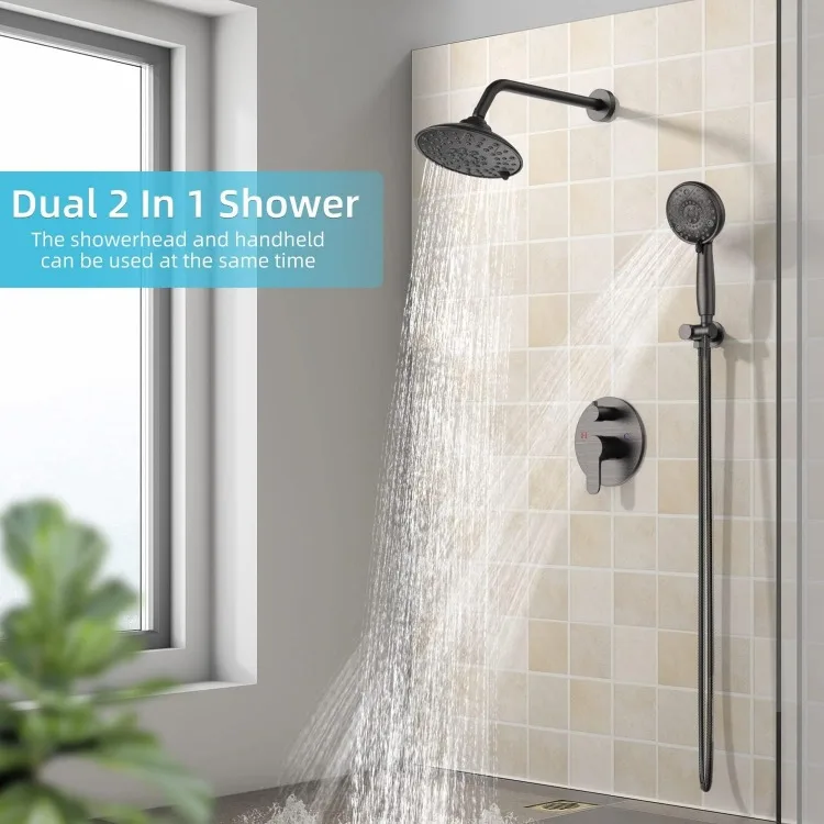 Shower Faucets Sets Complete with 3 Setting High Pressure Shower Head, Bathroom Wall Mounted Rainfall Shower Fixtures