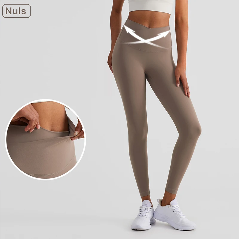 

Women Cross Waist Yoga Pants Tummy Control Sport Leggings Naked Feeling Gym Fitness Tights High Waist Running Workout Leggins