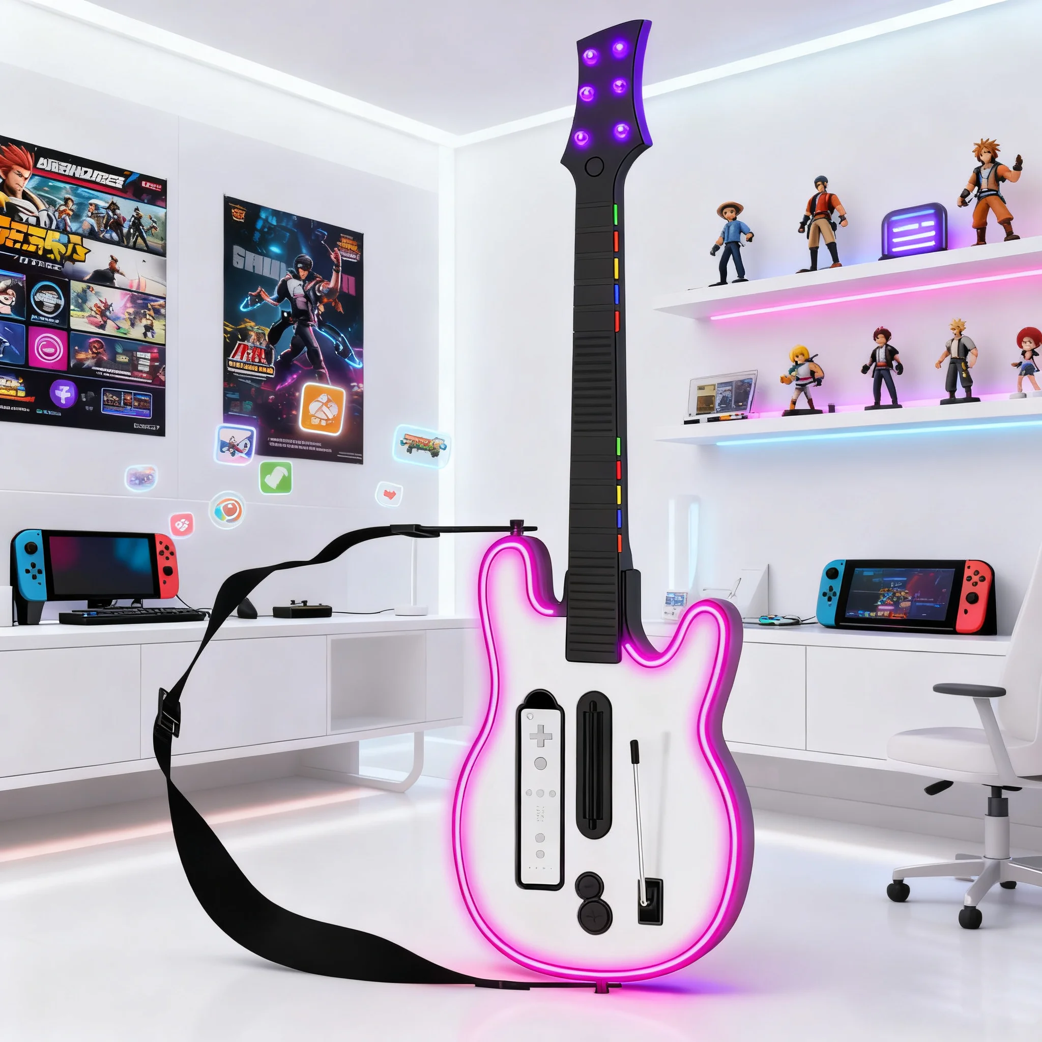 

STORM WYRM Wireless Guitar Controller for Wii Remote Support Guitar Hero and Rock Band 2 Wii U Games with Strap & RGB Light W001