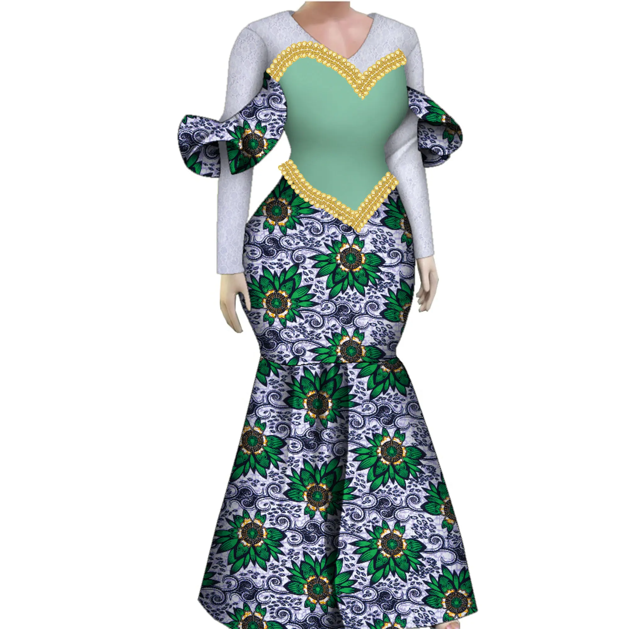 Women African Plus Size Evening Dresses Wedding Party Long Luxury Lace Gown Bodycon Mermaid Dress Ankara Dresses Clothing WY1490