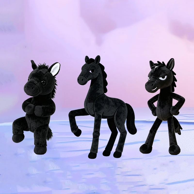 Nuovo portachiavi cavallo nero ad alto freddo peluche zaino ciondolo decorazione anno del cavallo peluche regali di Capodanno giocattoli per bambini