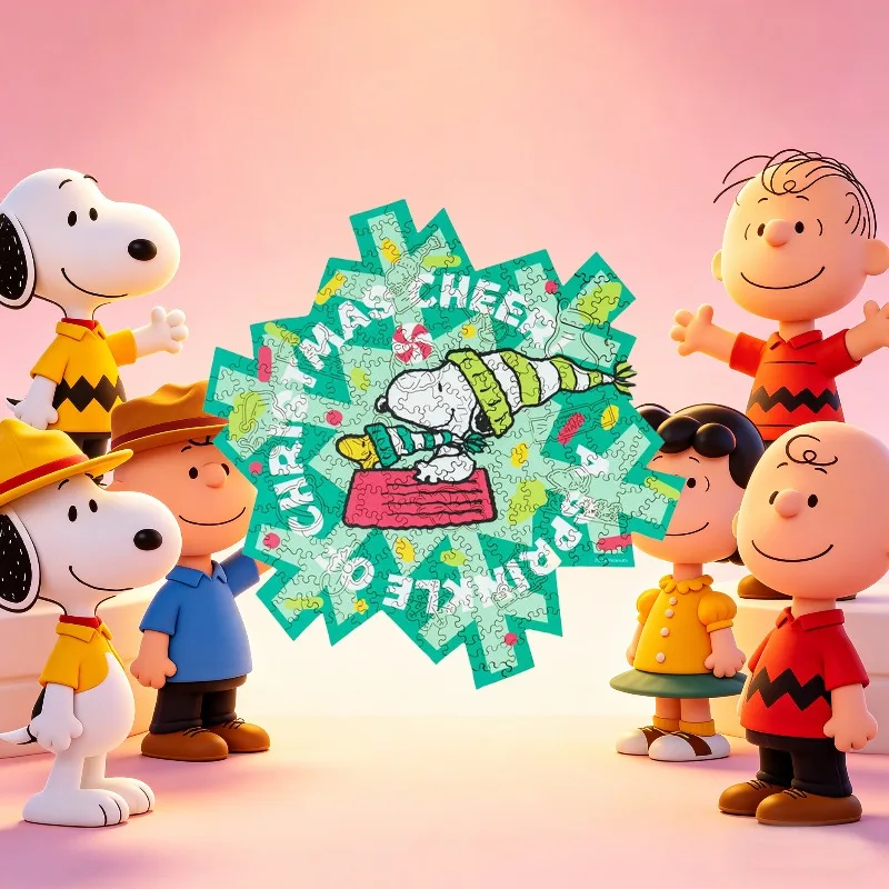 

Snoopy Peanuts Comics Christmas Cheer Wooden Puzzles Adults High Difficulty Jigsaw Festive Party Supplies DIY Christmas Gifts