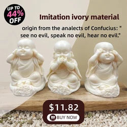 Three Little Monks Characters Statue Don't say, Don't look, Don't listen Art Sculpture Cute Home Room Office Car Decorations