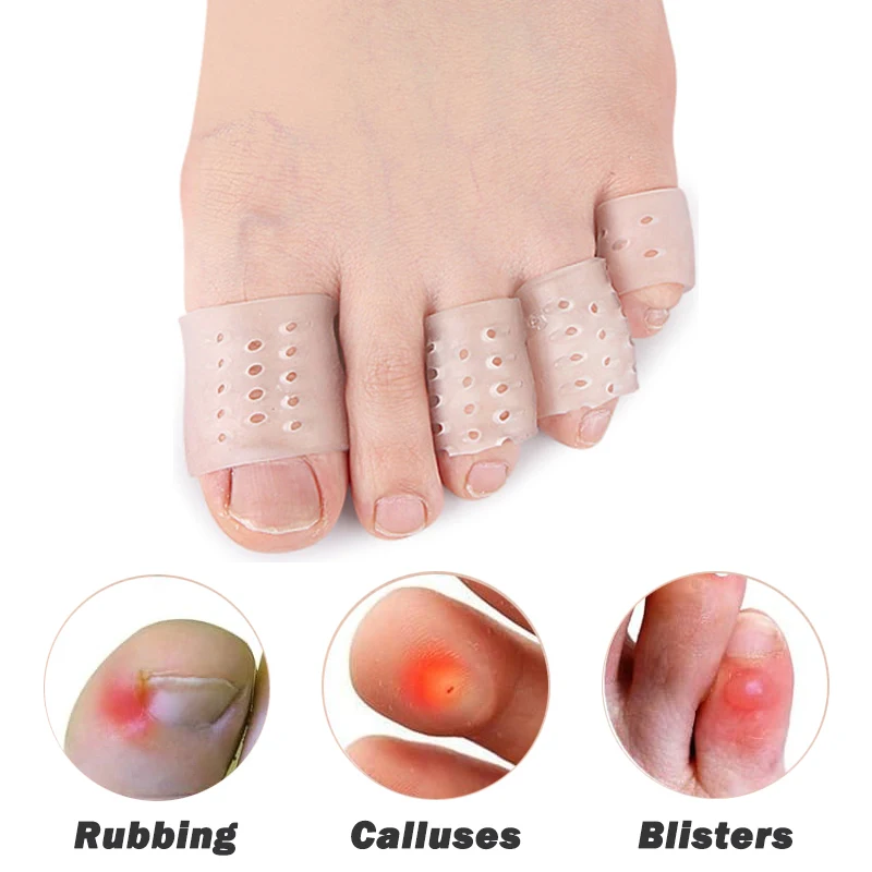 Pexmen 2Pcs Gel Toe Protectors Toe Sleeves Covers for Corns Blisters Calluses Toes and Fingers Toe Tubes for Pain Relief