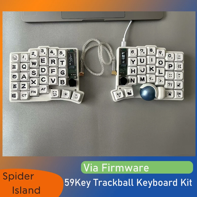 

Trackall Keyboard 59 Key Vial Programmable Keyboard RGB Light with OLED Screen Split Keyboard Kit RP2040 Keyball61 Adjuts DPI