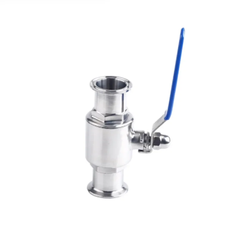 Valvola a sfera sanitaria in acciaio inossidabile 304 da 2 "51mm a tre morsetti con valvola a sfera con maniglia