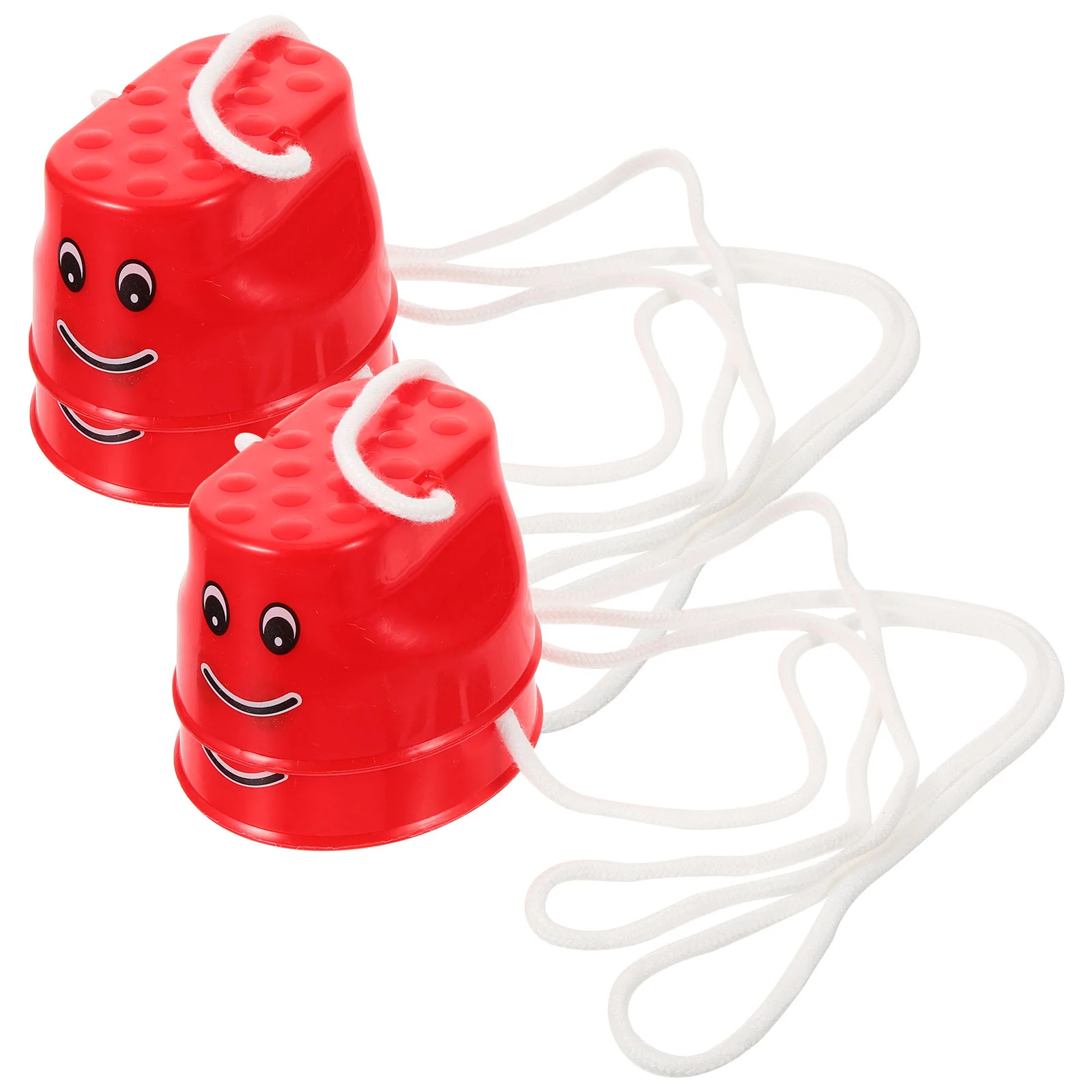 2 Pairs Toy Stilts Jumping Balance Plaything Oval Outdoor 132X92X41CM Training Red Interaction Child