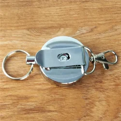 1pc Metal Retractable Key Ring Wire Rope Elastic Keychain Anti Lost Badge Reels for Ski Pass ID Card Office Accessories