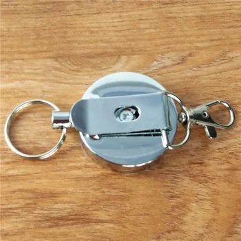 1 adet Metal geri çekilebilir anahtar halka tel halat elastik anahtarlık Anti kayıp rozet makaraları için kayak Pass kimlik kartı ofis aksesuarları