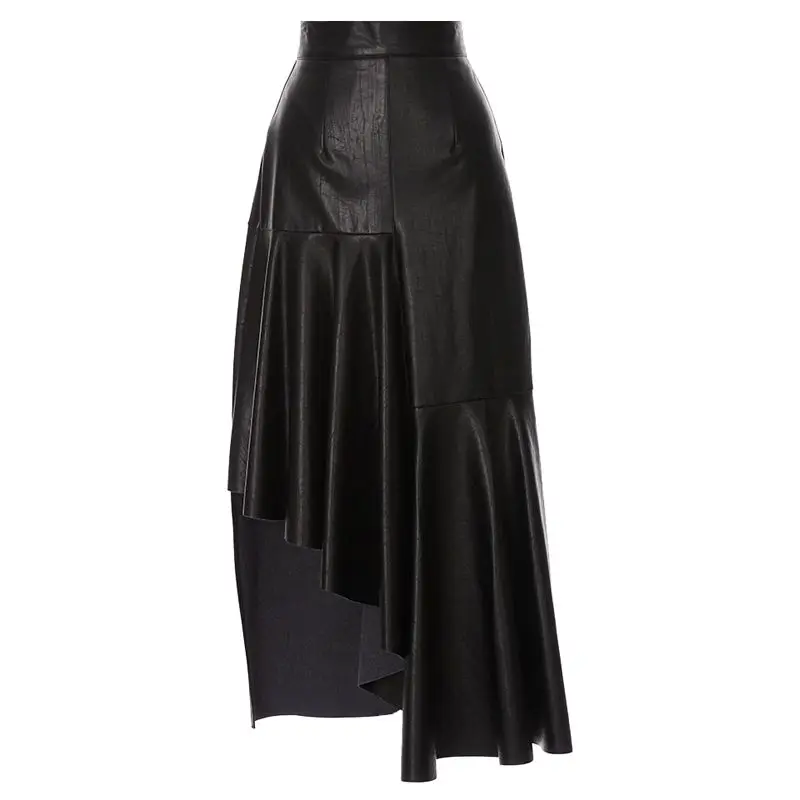 2024 autumn new women's clothing solid color slim fit street fashion high waist irregular skirt for women  pleated skirt