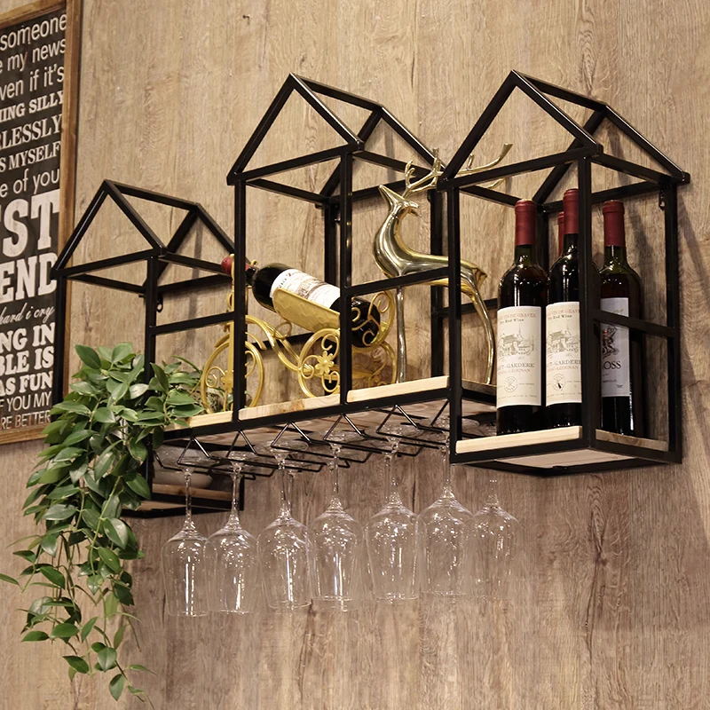 رف حائط، معلق على الحائط، ديكور منزلي صغير، رف زجاجي للنبيذ، زخرفة رأسًا على عقب، رف تخزين، رف نبيذ صناعي #2