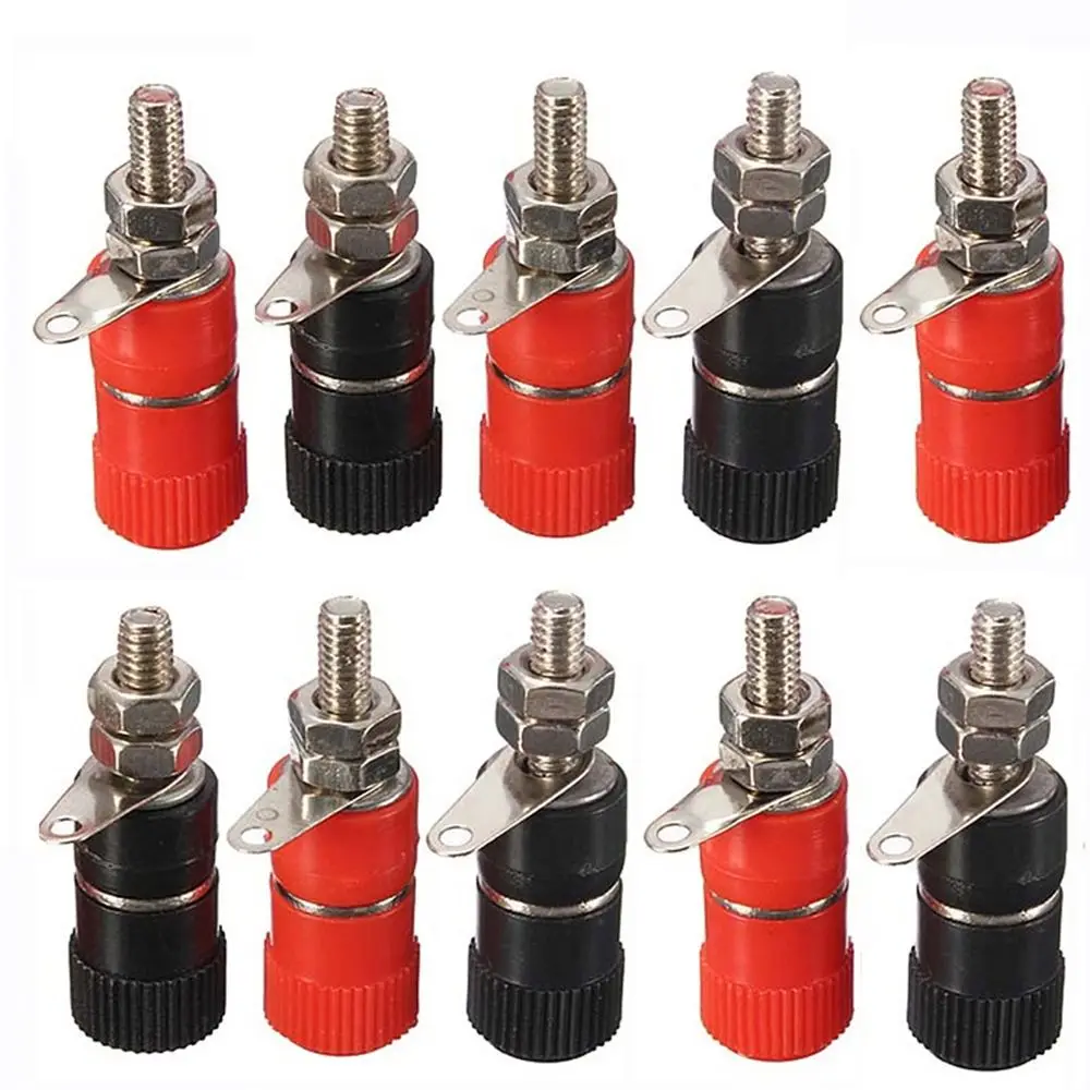 10Pcs JS-910B JS-919 Terminal Wire Connectors Female 4mm Banana Plugs Black Red Binding Post Jack Mounter for Speaker Audio