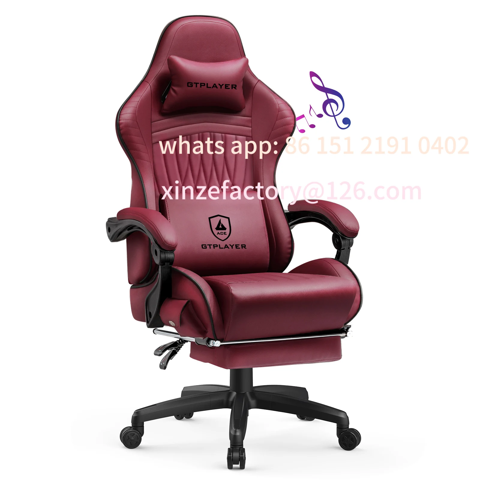 

Customizable GTPLAYER Gaming Chair Adjustable Ergonomic Faux Leather Swiveling PC & Racing Game Chair with Built-in Speakers,Foo