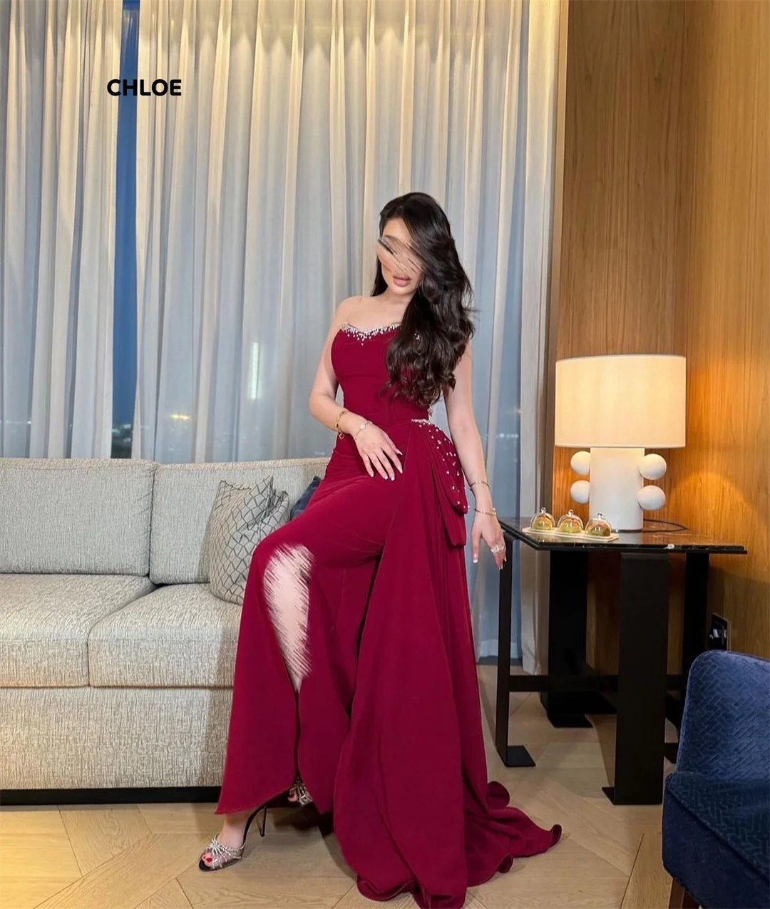 Gaun Prom Buatan Khusus 2025 Gaun Upacara Wanita Mewah untuk Acara Khusus Gaun Prom Wanita Garis A Selendang Bahu Terbuka