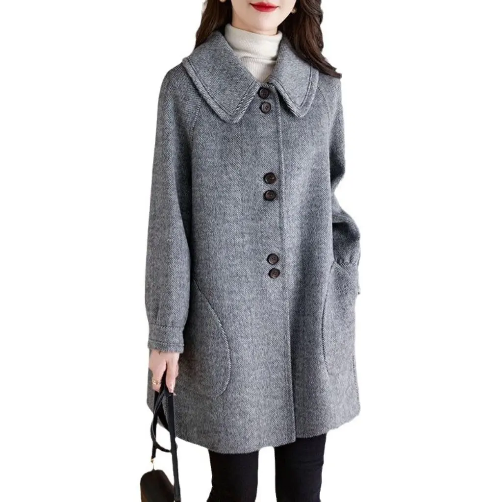 

Women's Red Woolen Coat Single-Breasted Slim Fit Autumn Winter High Quality Life Style Design Trend