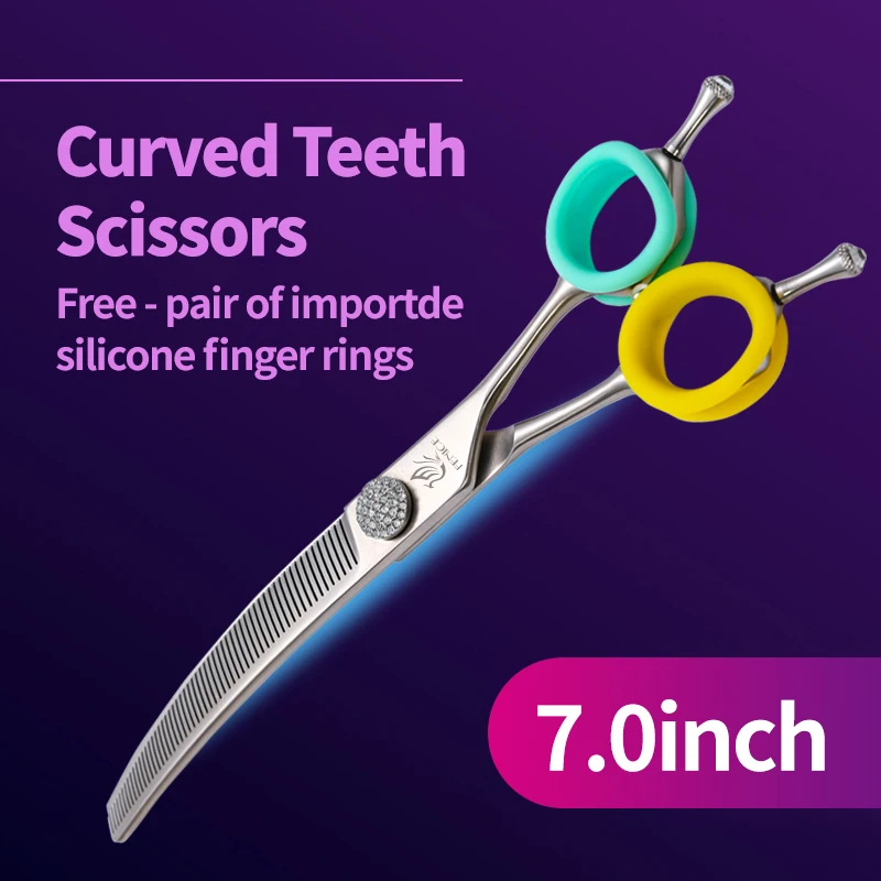 Fenice Professionele JP440c 7 inch Hoge kwaliteit hond Grooming Schaar Gebogen dunner Schaar Chunker Dunner Schaar