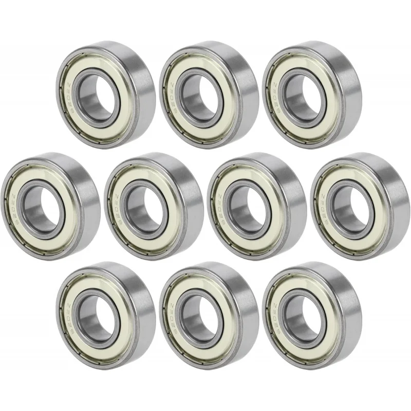 6202ZZ Deep Groove Ball Bearings P6 15x35x11mm Lubricated Double Metal Seal Silver Tone Scooter Skateboard Wheel - Pack of 10