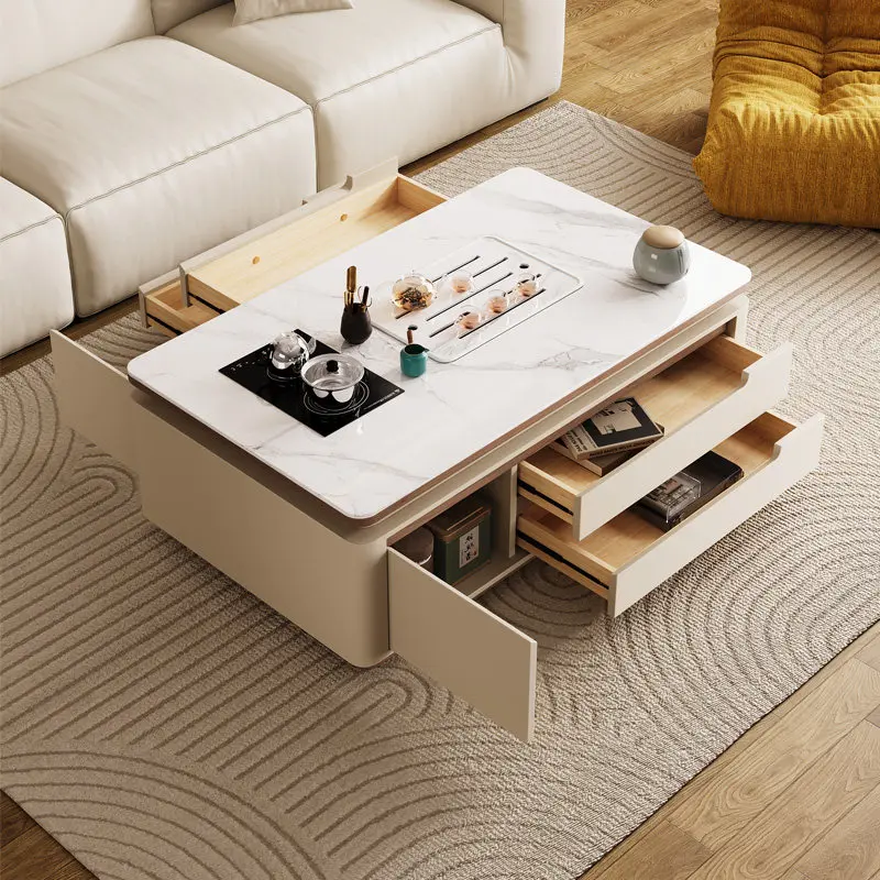 

Moving Drawers Coffee Table Modern Luxury Living Room Designer Storage Organizer Side Table Writing Couchtisch Home Furniture