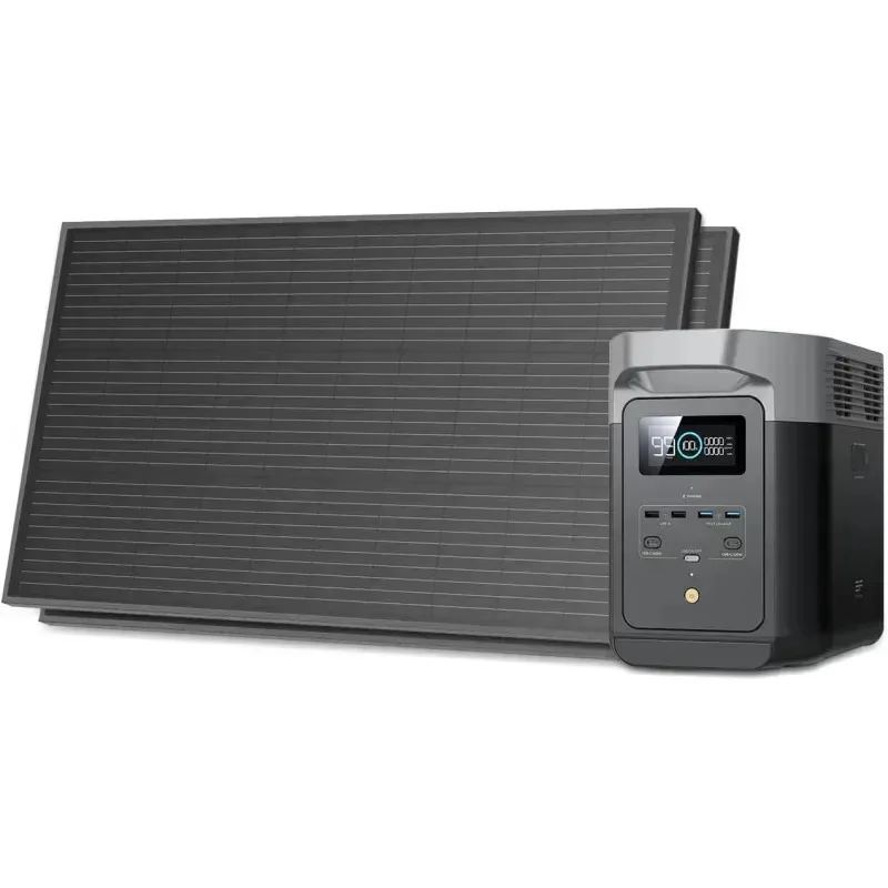 

QAZ8-Solar Generators.DELTA 2 Portable Power Station with 2PCS 100W 12V Solar Panels.1024Wh LFP Battery.Charging.Power Station