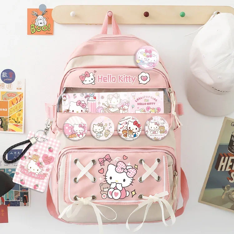 Hello Kitty Sanrio Mochilas Anime My Melody Kuromi Cinnamoroll Backpacks for Children Korean Style Cute Student Supplies