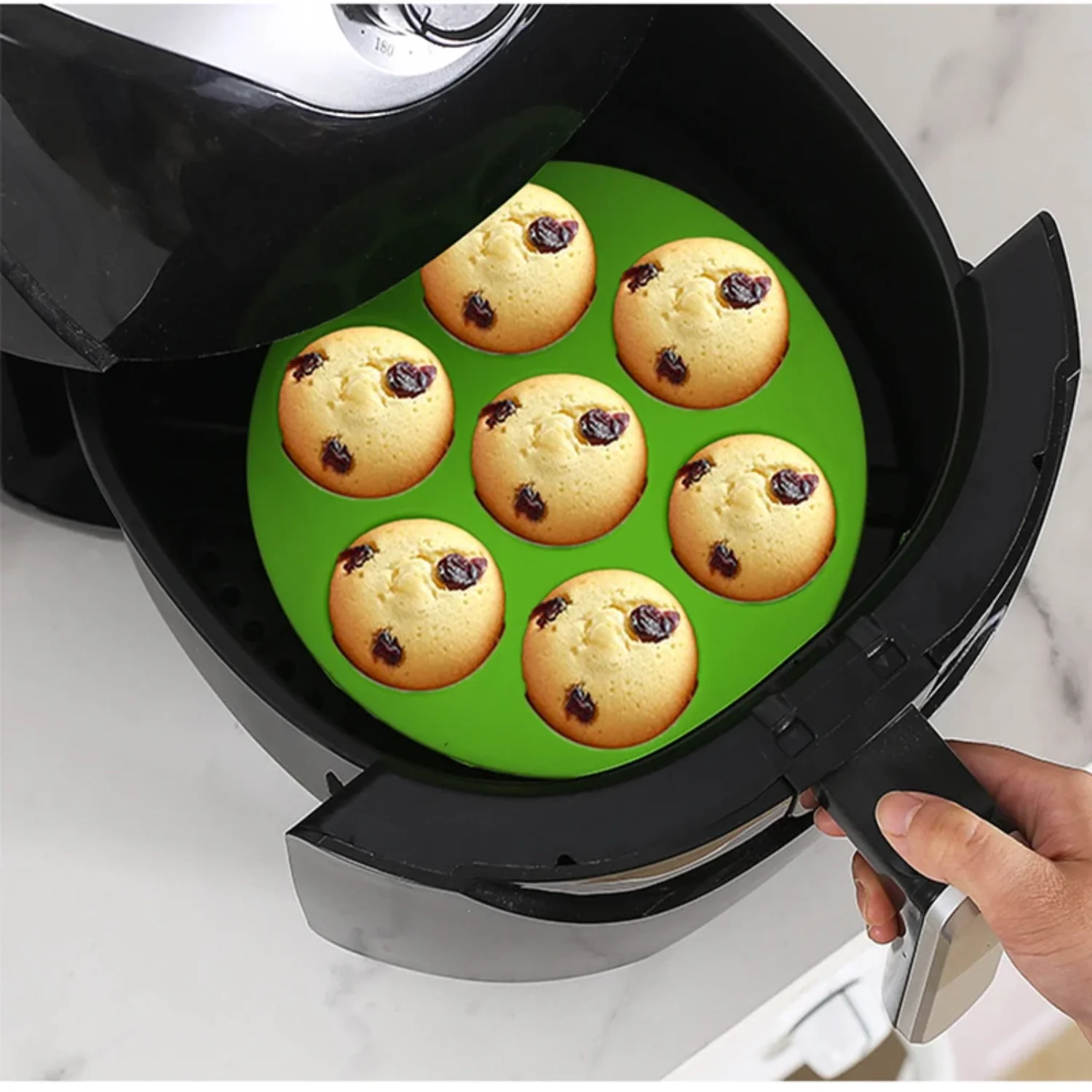 7 Holes Airfryer Silicone Pot Muffin Cup Mold Air Fryer Accessories Cake Cup Mold Microwave Oven Silicone Baking Pan  Pastry