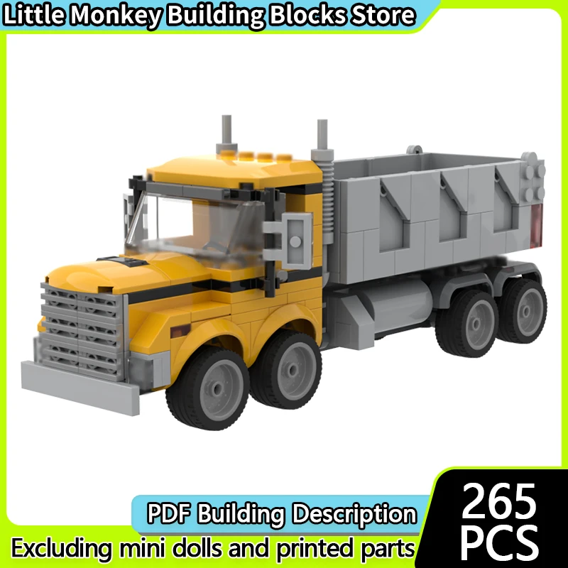 

City Car Model MOC Building Bricks Light Orange Dump Truck Modular Technology Children Holiday Gifts Assemble Toys Suit