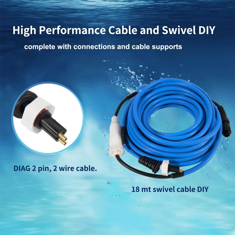 9995862 18M DIY Cable & Swivel 2 Wire Replacement Parts for Dolphin Pool Cleaners M200, Nautilus CC Plus, Maytronics 9995862-DIY
