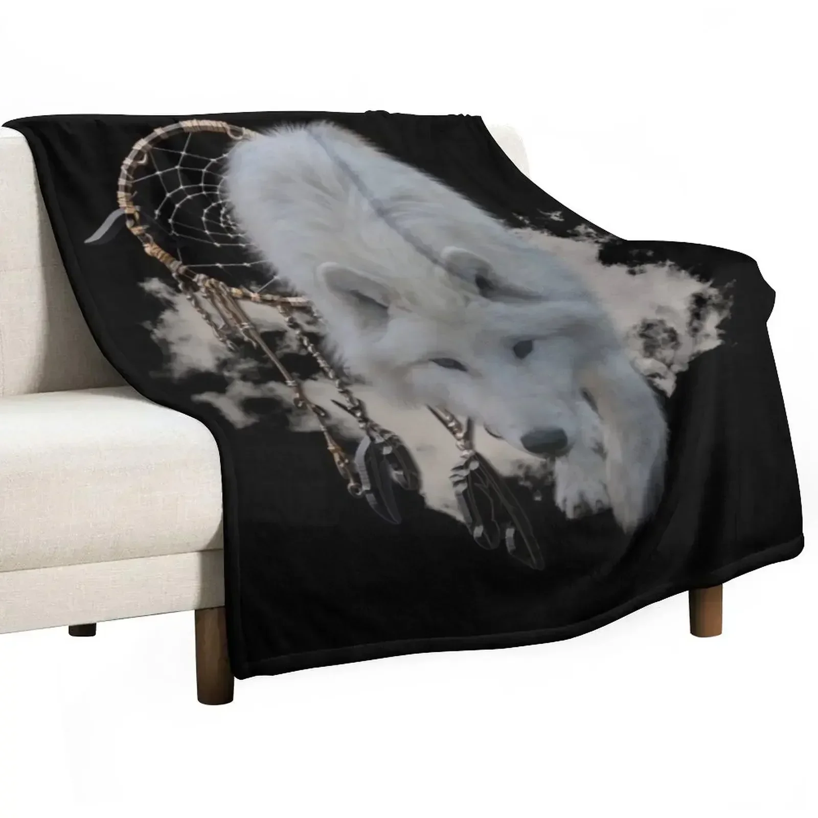 Shaman White Wolf Throw Blanket For Sofa Thin Thermal Blankets