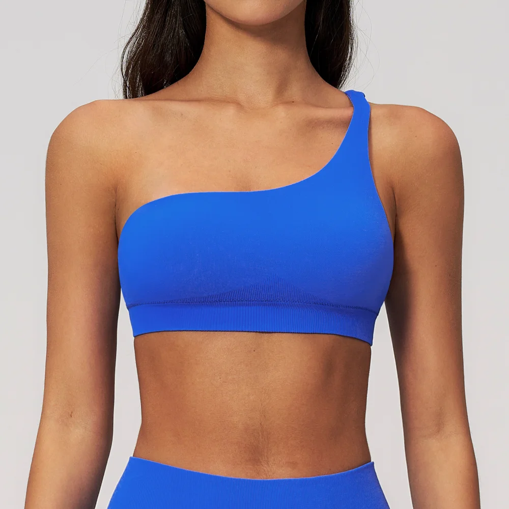 

Seamless Workout Underwear Women Sports Bra Push Up Fitness Bras One Shoulder Shockproof Yoga Top Yoga Running Bra Sexy Vest