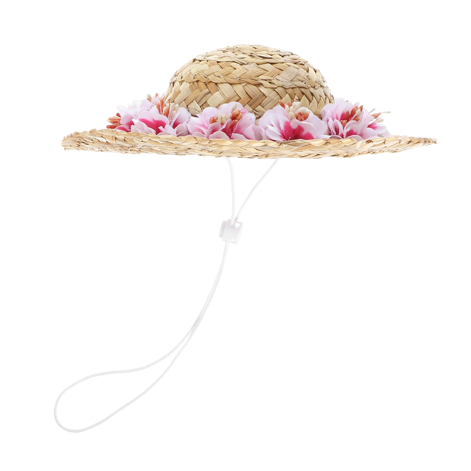 

Cute Dog Straw Hat with Large Flower for Sun Protection Summer Pet Hats Adjustable Chin Straps Fits Most Dogs Photo Prop Pet