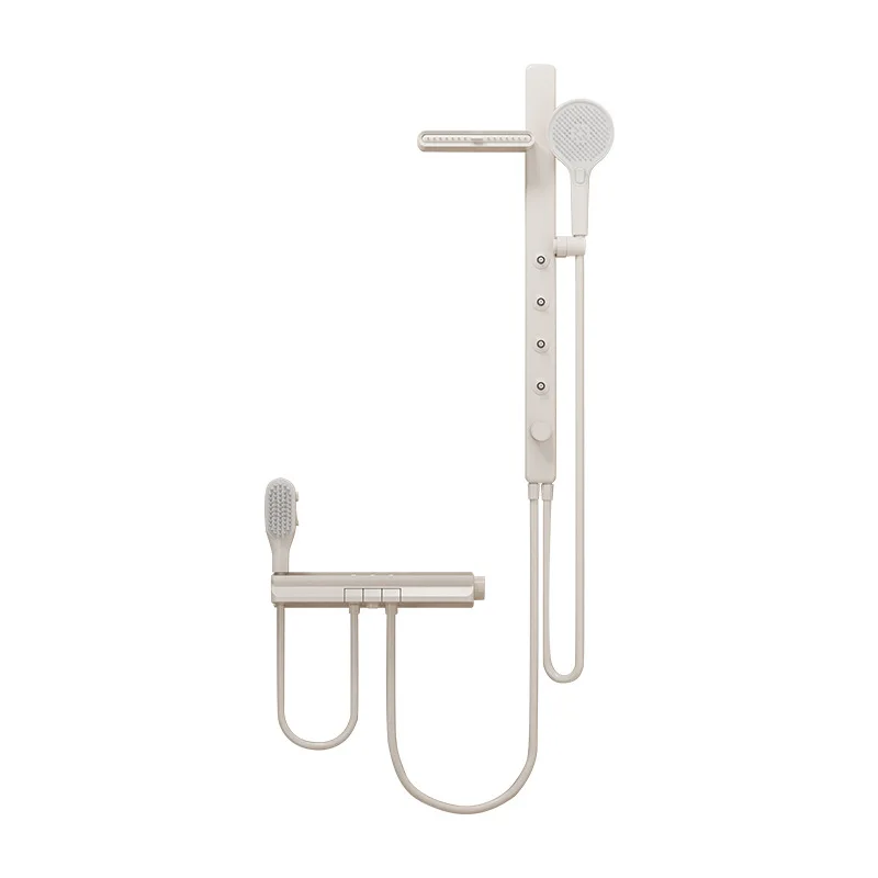 #Cream White Kids Shower Set, High Pressure Nozzle, Home Use Shoulder Back Spray, Trendy Design, 4-in-1 Function, Easy Install