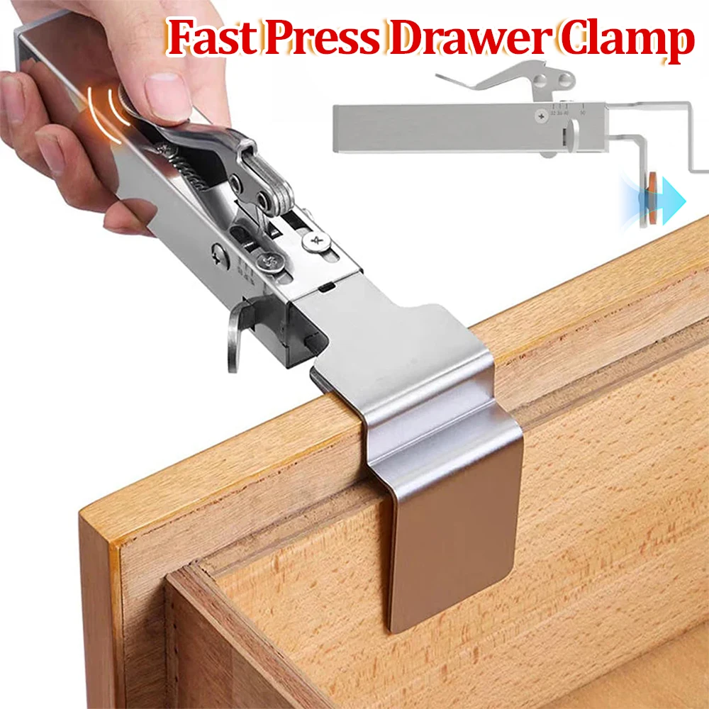 

Fast Press Drawer Clamp Adjustable Telescopic Press Type Drawer Clamp Hand Tool Stainless Steel Auxiliary Fixed Clamp Holder