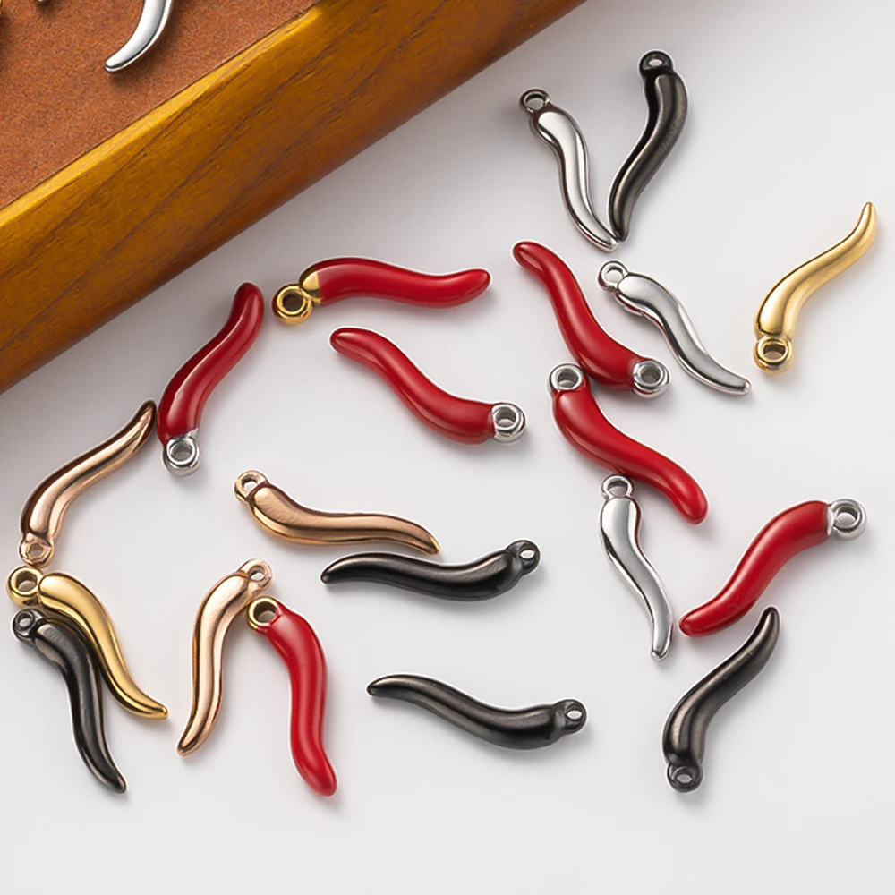 

5pcs Stainless Steel Red Pepper Charms for DIY Jewelry Making Women Retro Necklace Accessories Bracelet Findings Supplies Crafts
