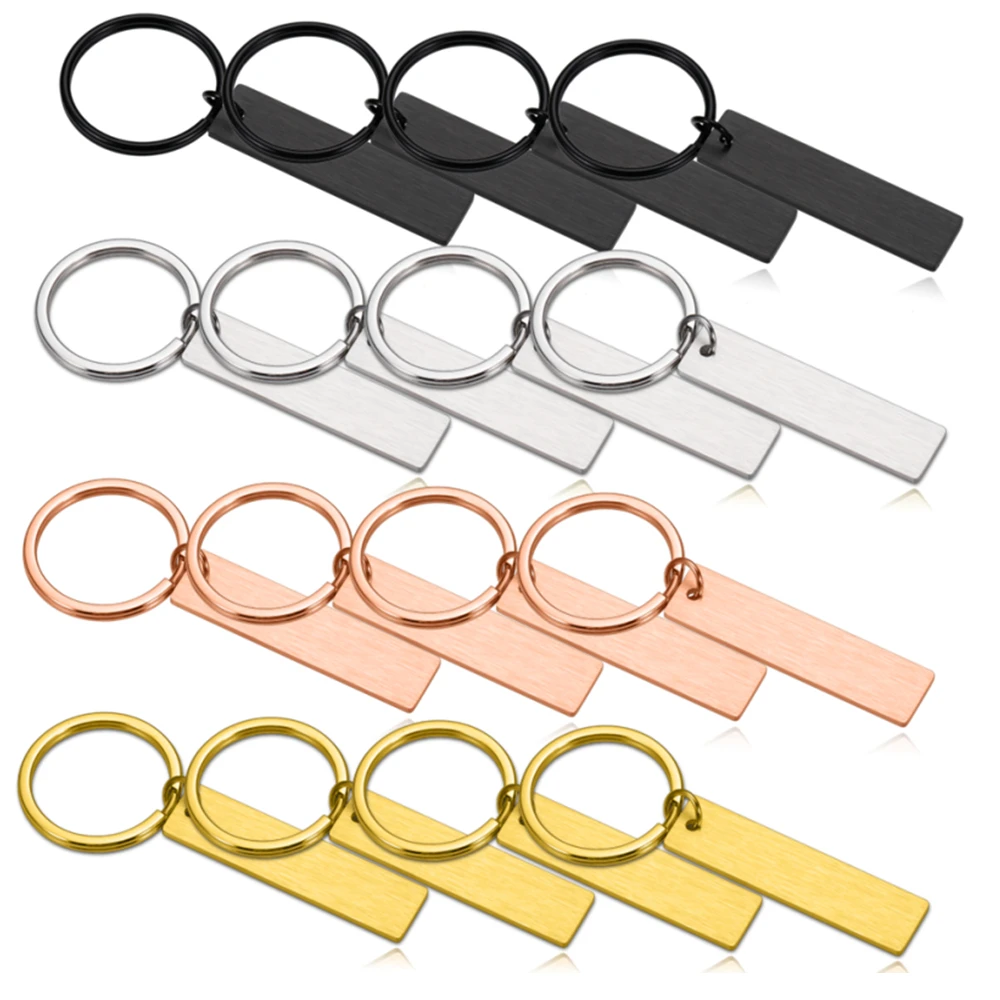 Wholesale 10Pcs/Lot Blank Keychain Stainless Steel Keychains for DIY Custom Logo Name Women's Men's Keychain Dog Pet Accessories