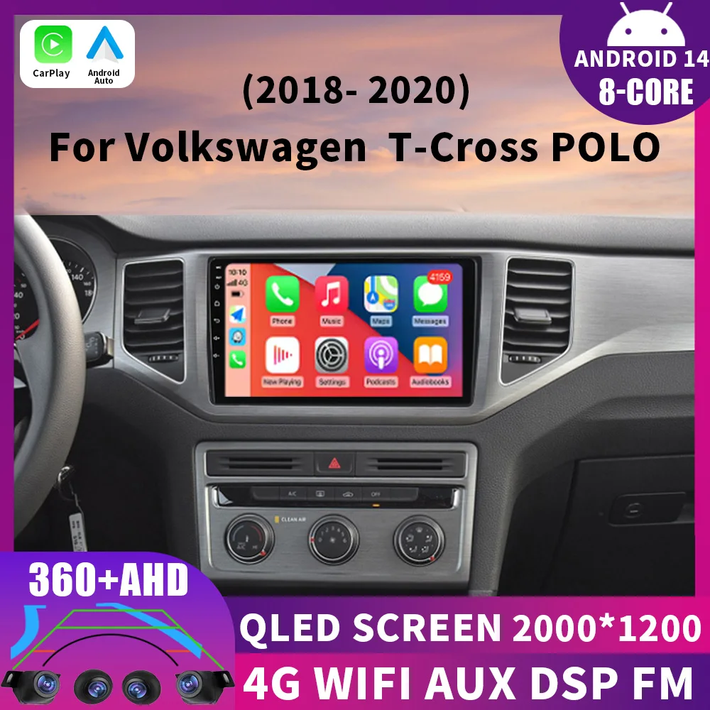 

Android 14 For Volkswagen VW T-Cross MQB 2018 2019 2020 Car Radio Carplay Multimedia Video Player Stereo GPS Navigation Auto BT