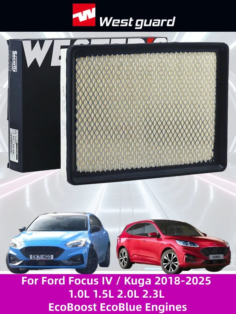 

For Ford Focus IV / Kuga 2018- 1.0L 1.5L 2.0L 2.3L EcoBoost EcoBlue Engines WESTGUARD Air Filter MA9090 JX619601AA 2210514