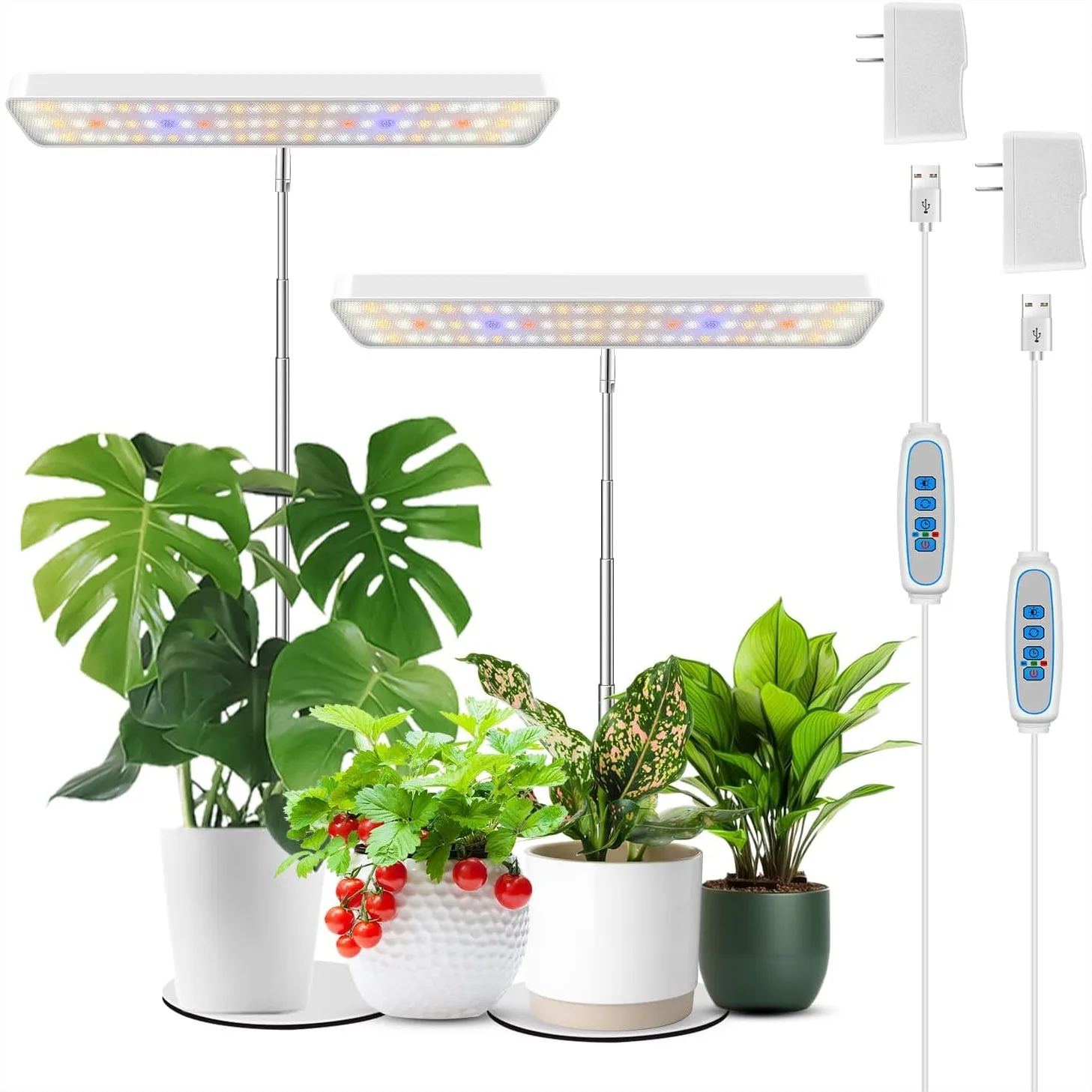 

78 LED Full Spectrum Plant Grow Light, Height Adjustable Desk Lamp with Auto Timer 6/12/16Hrs, 3 Modes, 5 Dimmable Levels for