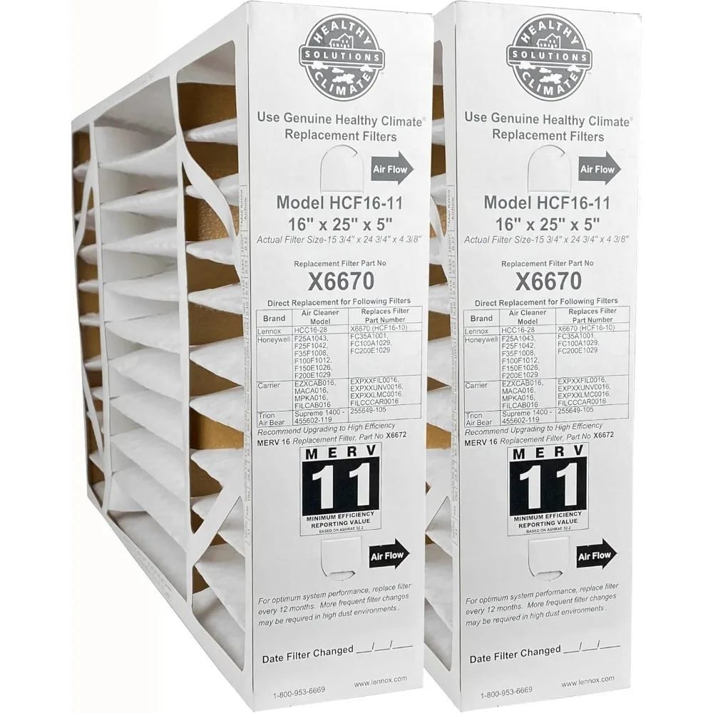 

Воздушный фильтр Lennox X6670 HCF16-11 (2 шт.) для здорового климата, 16x25x5, MERV 11, OEM, для систем ОВКВ Lennox и Carrier