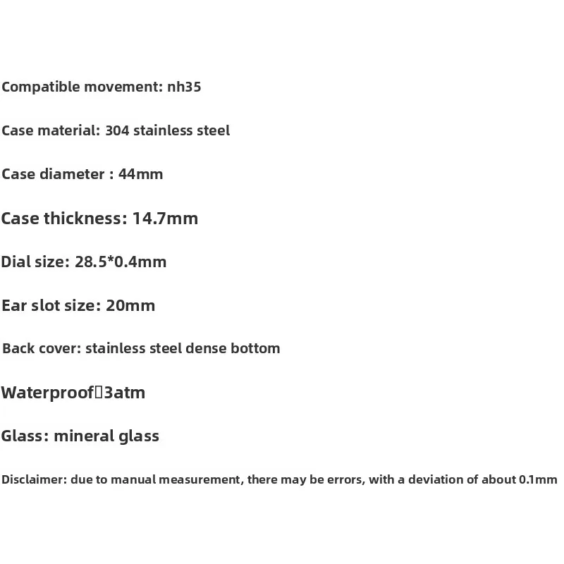 ملحقات الساعة المعدلة 44 مم تحل محل المكونات الميكانيكية أذن البحر المصنوعة من الفولاذ المقاوم للصدأ 304 مناسبة لحركة NH35